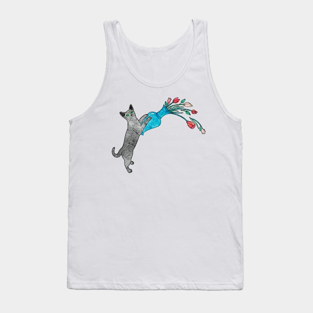 Russian Blue Cat Tank Top by Kelly Louise Art